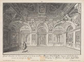 Salomon Kleiner, Grosses Gesellschaftszimmer im Ostflügel, 1735, Radierung, Druck in Schwarz au…