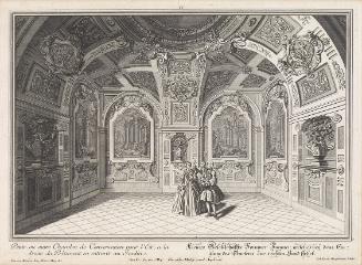 Salomon Kleiner, Kleines Gesellschaftszimmer im Ostflügel, 1735, Radierung, Druck in Schwarz au…