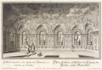 Salomon Kleiner, Offene Galerie im Ostflügel, 1735, Radierung, Druck in Schwarz auf Papier, Dau…
