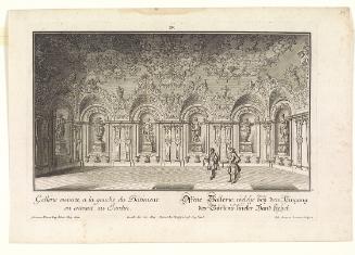 Salomon Kleiner, Offene Galerie im Westflügel, 1735, Radierung, Druck in Schwarz auf Papier, Da…