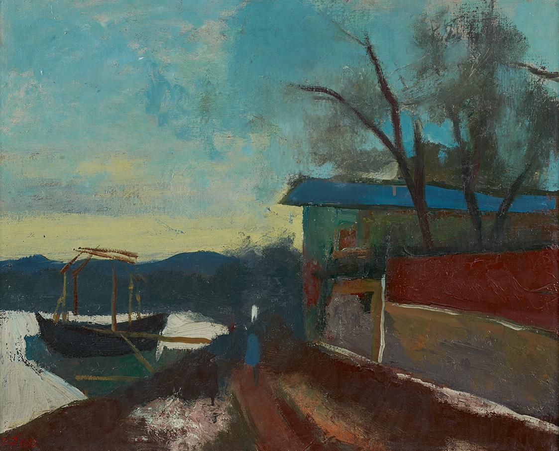 Josef Dobrowsky, Donaulände, 1932, Öl auf Leinwand, 56 x 68 cm, Belvedere, Wien, Inv.-Nr. 3269
