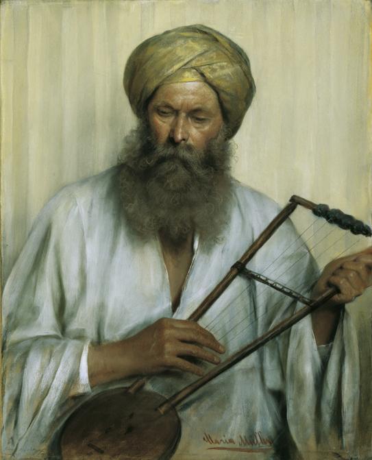 Marie Müller, Orientale mit weißem Kaftan und gelbem Turban, 1884, Pastell auf Papier auf Leinw…