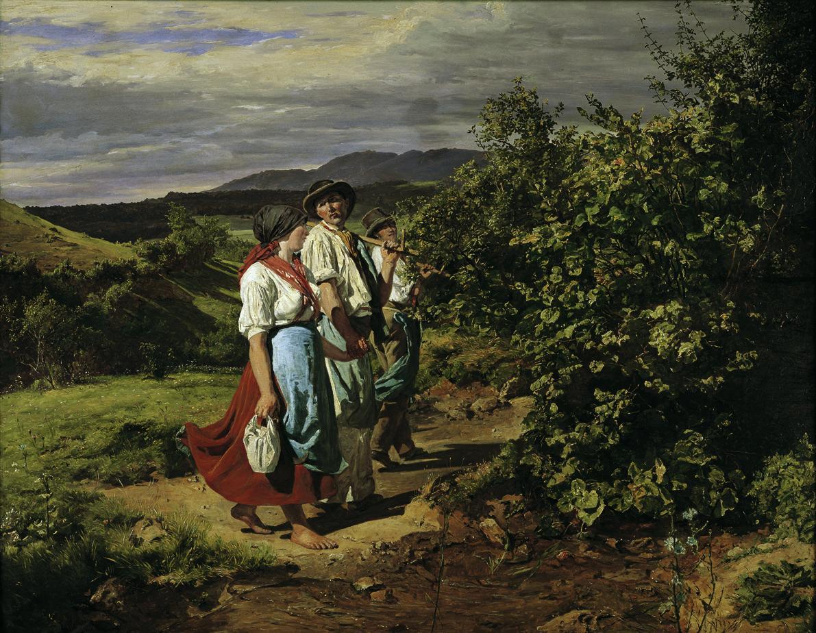 Ferdinand Georg Waldmüller, Heimkehr von der Arbeit (Die Liebenden am Scheideweg), 1861, Öl auf ...