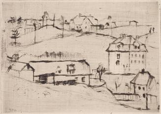 Gerhart Frankl, Das Haus auf der Anhöhe, 1927, Kaltnadelradierung auf Japanpapier, Blattmaße: 2…