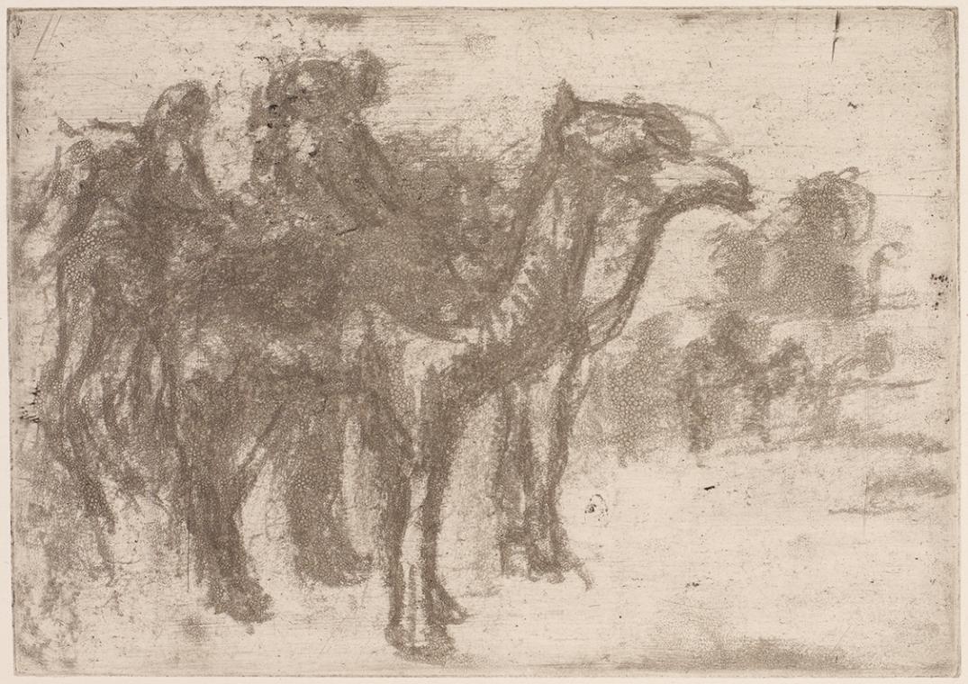 Gerhart Frankl, Erinnerung an Afrika, 1928, Vernis mou auf Japanpapier, Blattmaße: 27 × 33,5 cm…