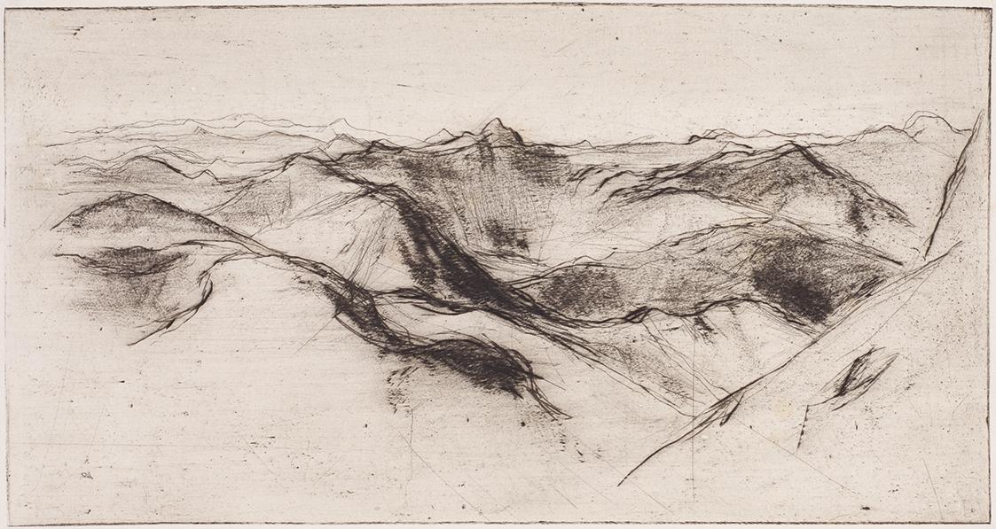 Gerhart Frankl, Marmolata, 1928, Diamantradierung auf Japanpapier, Blattmaße: 26 × 38,5 cm, Leg…
