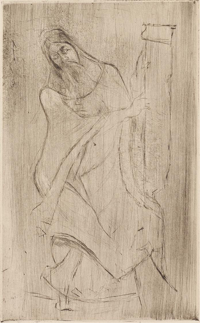 Gerhart Frankl, Figur des Propheten Jesaias – Souillac, 1931, Diamantradierung und Schmirgel au…