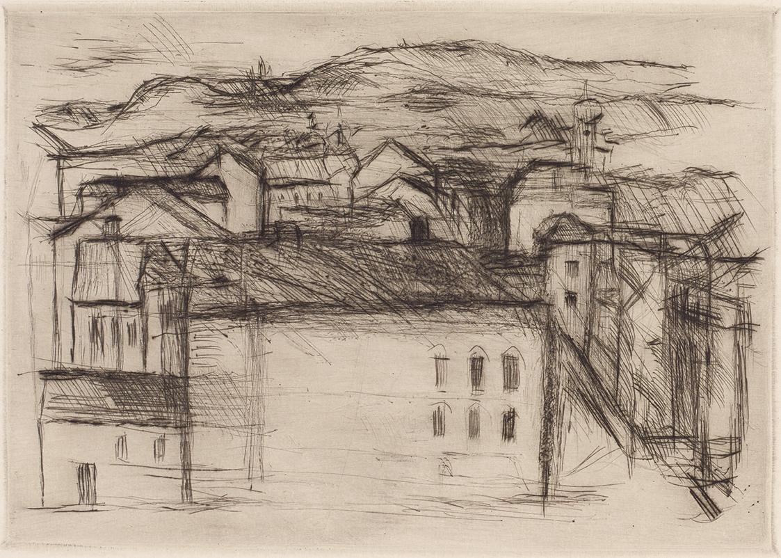 Gerhart Frankl, Vom Hartäckerpark, 1928, Diamantradierung auf Japanpapier, Blattmaße: 18 × 30,5…