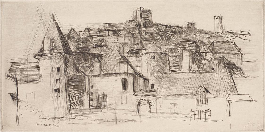 Gerhart Frankl, Turenne, 1928, Diamantradierung auf Japanpapier, Blattmaße: 19 × 31 cm, Legat P…