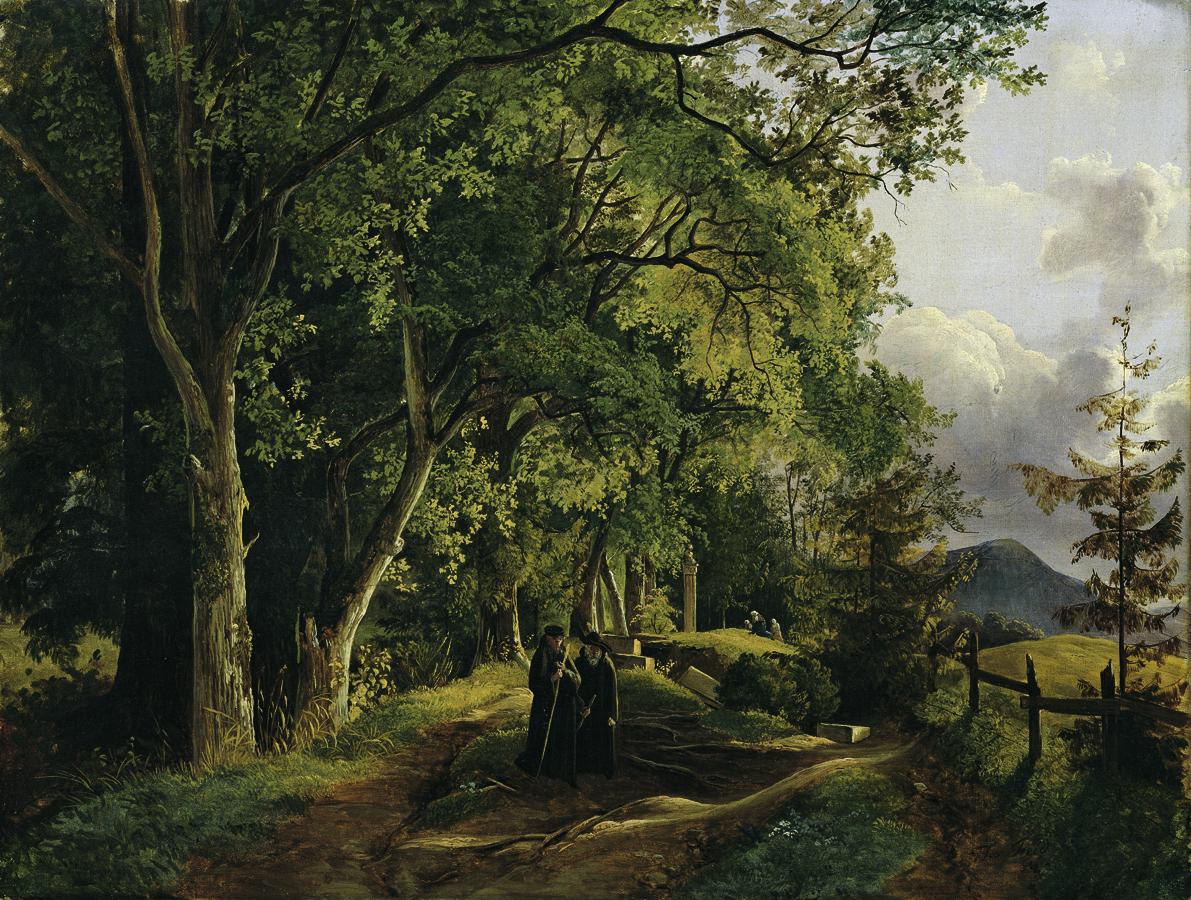 Josef Feid, Weg auf den Mariahilfberg bei Gutenstein, 1830, Öl auf Leinwand, 34,5 x 45 cm, Belv…