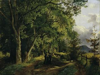 Josef Feid, Weg auf den Mariahilfberg bei Gutenstein, 1830, Öl auf Leinwand, 34,5 x 45 cm, Belv…