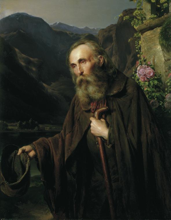 Franz Eybl, Ein alter Bettler, 1856, Öl auf Holz, 40 x 31 cm, Belvedere, Wien, Inv.-Nr. 2952