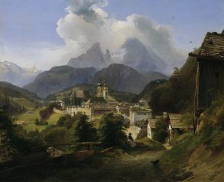 Johann Fischbach, Berchtesgaden mit dem Watzmann, 1836, Öl auf Karton, 27 x 33 cm, Belvedere, W…