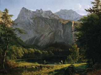 Josef Feid, Der hintere Langbathsee, 1834, Öl auf Holz, 33,5 x 45 cm, Belvedere, Wien, Inv.-Nr.…