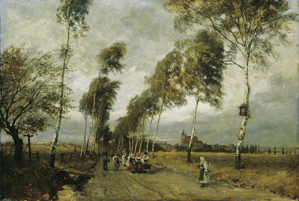 Hugo Charlemont, Landstraße mit Birkenallee, 1893, Öl auf Holz, 68 x 100 cm, Belvedere, Wien, I…