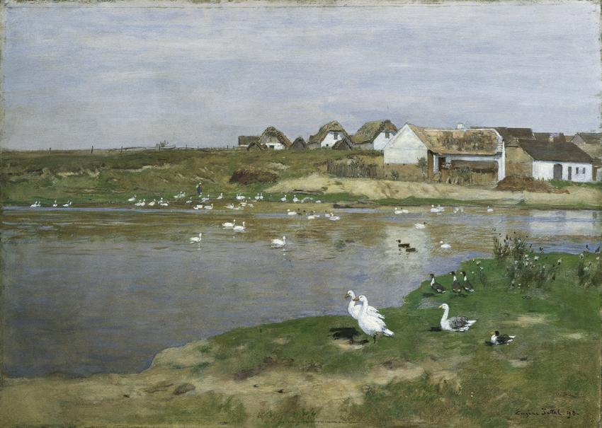 Eugen Jettel, Der Gänseteich in Kotting-Neusiedl, 1898, Öl auf Karton, 66 x 94 cm, Belvedere, W ...