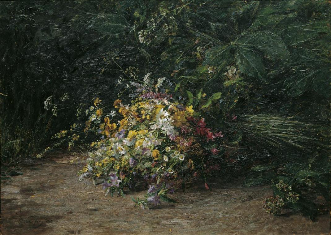 Olga Wisinger-Florian, Feldblumenstrauß, um 1906, Öl auf Holz, 72 x 100 cm, Belvedere, Wien, In ...