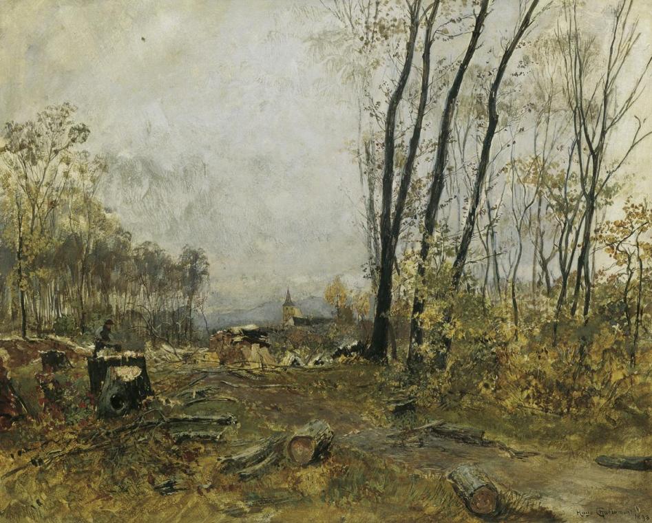 Hugo Charlemont, Au bei Klosterneuburg, 1893, Öl auf Karton, 40 x 50 cm, Belvedere, Wien, Inv.-…