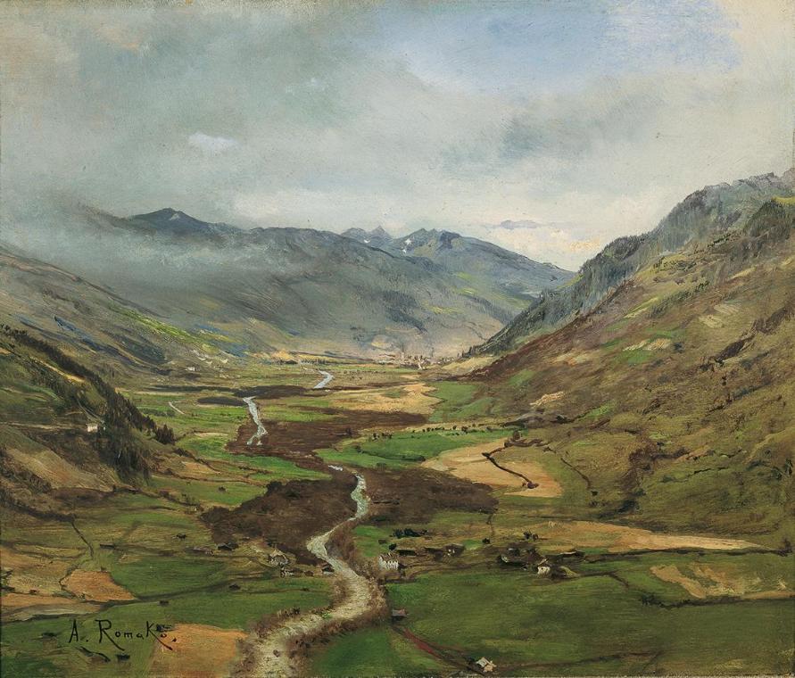 Anton Romako, Das Gasteinertal II, Herbst 1877, Öl auf Holz, 26 x 31,5 cm, Belvedere, Wien, Inv…