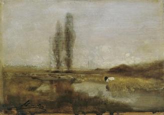 Emil Jakob Schindler, Moorlandschaft bei Lundenburg, um 1882, Öl auf Holz, 16,5 x 23 cm, Belved…