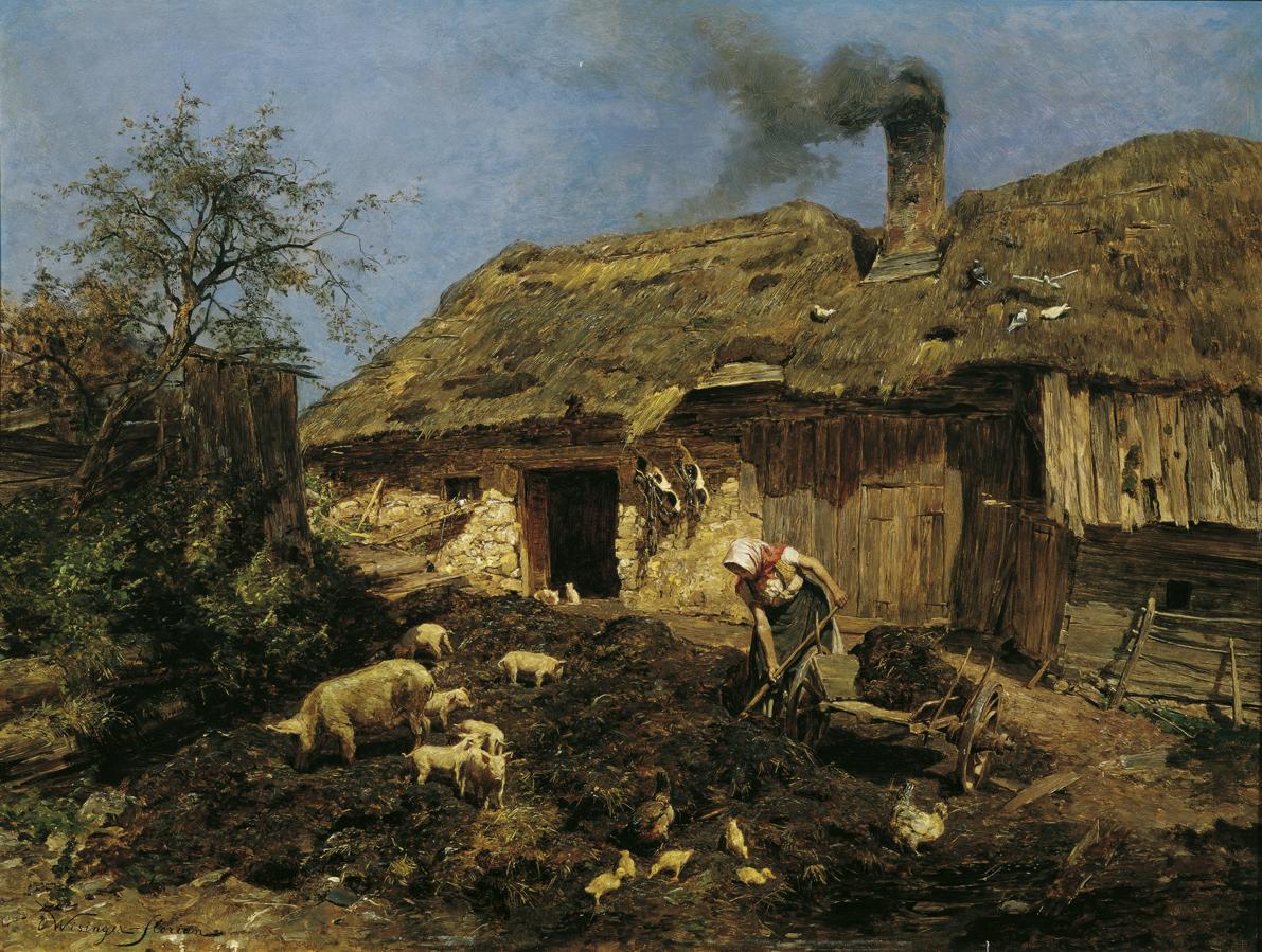Olga Wisinger-Florian, Arbeit am Bauernhof, um 1888, Öl auf Holz, 55 x 69 cm, Belvedere, Wien, …