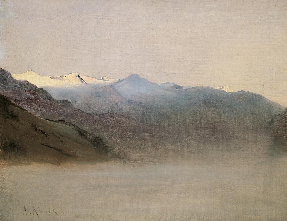 Anton Romako, Das Gasteinertal im Nebel, Herbst 1877, Öl auf Leinwand, 42 x 55 cm, Belvedere, W…