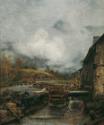 Carl Moll, Wassermühle in Goisern (nach Emil Jakob Schindler), 1884, Öl auf Holz, 44 x 36 cm, B…