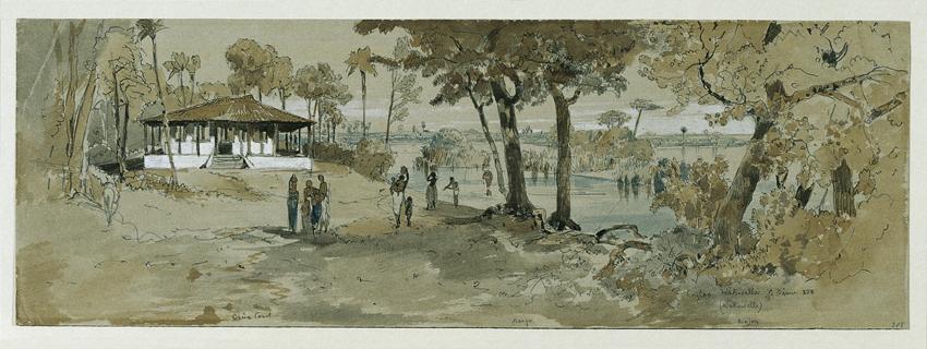 Joseph Selleny, Buddhistischer Tempel bei Point de Galle, Wakwalla auf Ceylon (Sri Lanka), 1858…