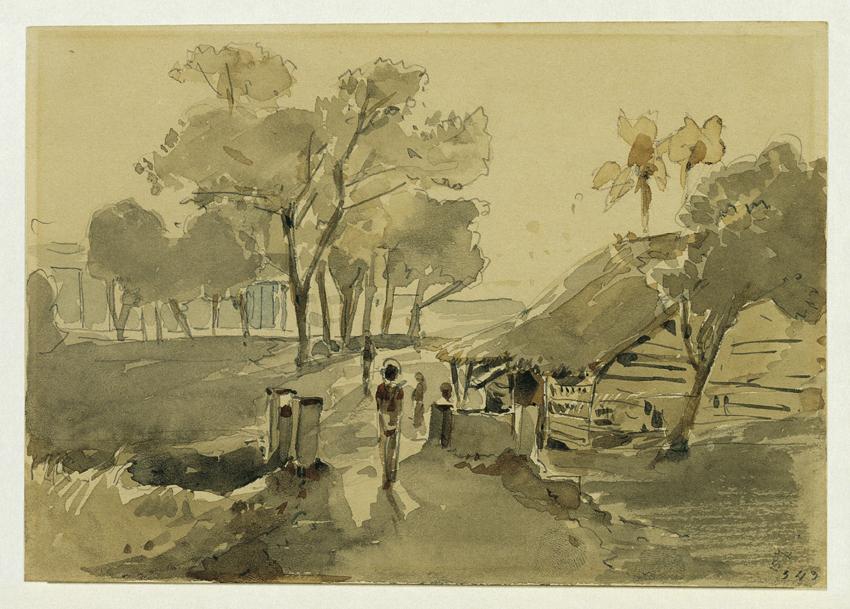 Joseph Selleny, Point de Galle auf Ceylon (Sri Lanka), 1858, Bleistift, Aquarell auf Papier, 12…