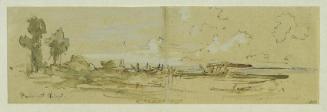 Joseph Selleny, Uferlandschaft der Insel Puinipet (Ponape), Caroline Islands, 1858, Bleistift, …