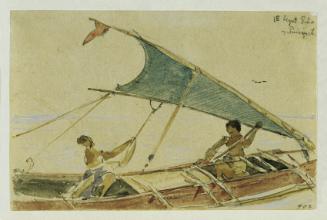 Joseph Selleny, Boot vor der Insel Puinipet (Ponape), Caroline Islands, 1858, Bleistift, Aquare…