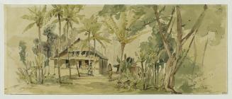 Joseph Selleny, Haus des Roankiddi-Häuptlings auf der Insel Puinipet (Ponape), Caroline Islands ...