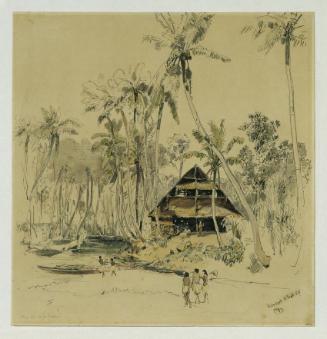 Joseph Selleny, Das Haus des Missionars auf der Insel Puinipet (Ponape), Caroline Islands, 1858…
