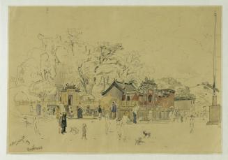 Joseph Selleny, Der Tempelhain Makok auf der Halbinsel Macao, 1858, Bleistift, Aquarell auf Pap…