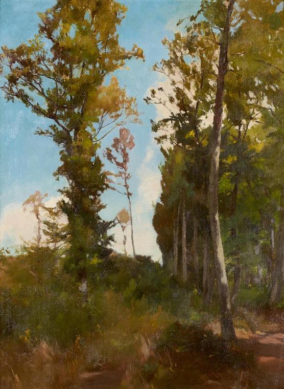 Carl Schuch, Waldlichtung bei Purkersdorf, um 1872, Öl auf Karton, 53,5 x 41 cm, Belvedere, Wie…