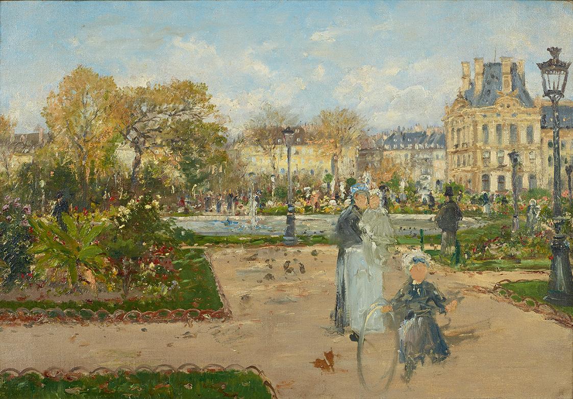 Theodor von Hörmann, In den Tuilerien, um 1888, Öl auf Leinwand, 38 x 55 cm, Belvedere, Wien, I…