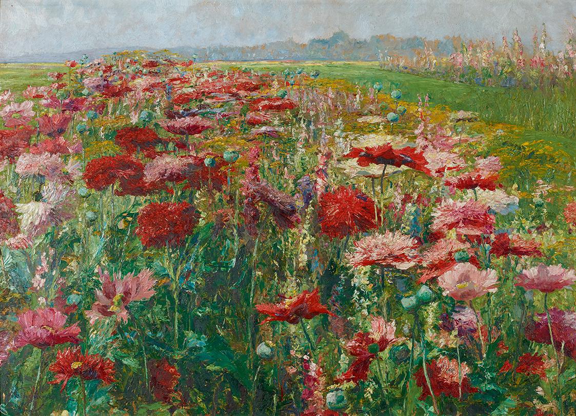 Olga Wisinger-Florian, Blühender Mohn, um 1895/1900, Öl auf Pappe, 70 x 98 cm, Belvedere, Wien,…