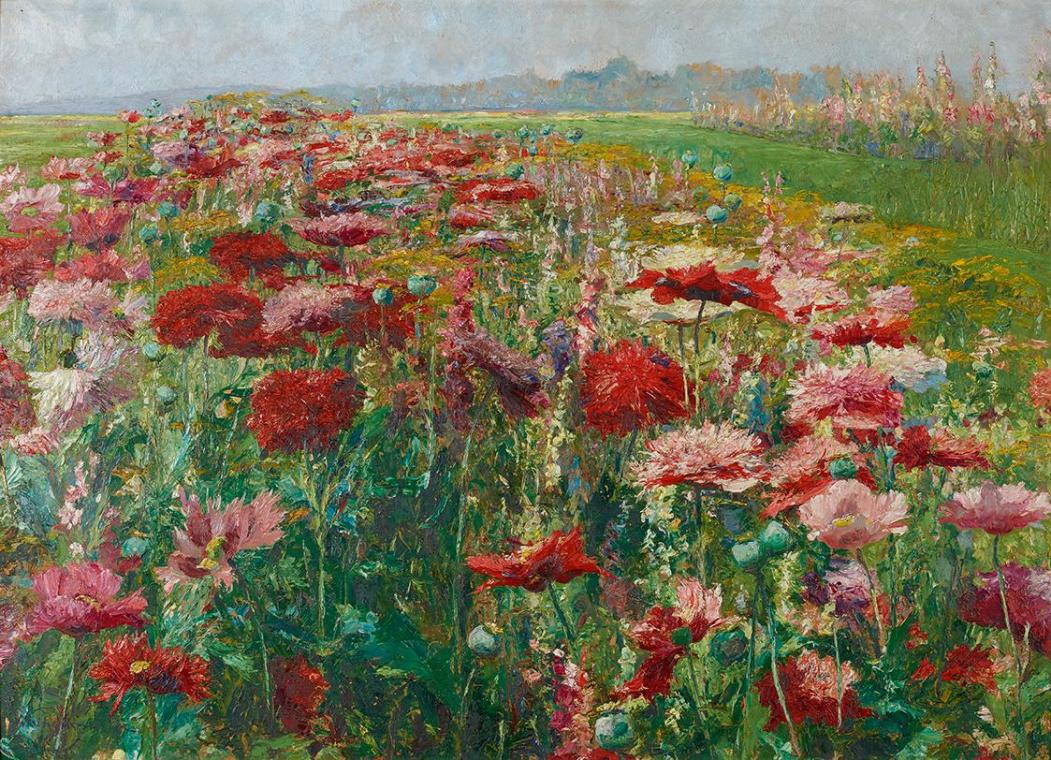 Olga Wisinger-Florian, Blühender Mohn, um 1895/1900, Öl auf Pappe, 70 x 98 cm, Belvedere, Wien, ...