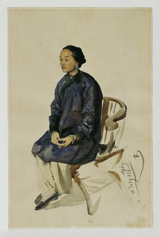 Joseph Selleny, Chinesin, 1858, Bleistift, Aquarell auf Papier, 35 x 22,5 cm, Belvedere, Wien,  ...