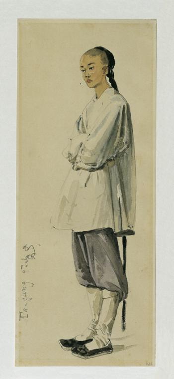 Joseph Selleny, Chinese, 1858, Bleistift, Aquarell auf Papier, 34,2 x 13,8 cm, Belvedere, Wien,…