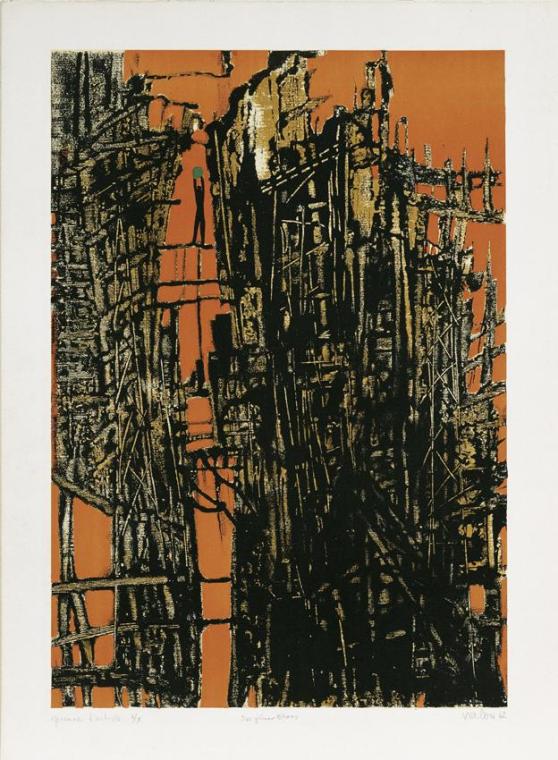 André Verlon, Das grüne Etwas, 1962, Farblithographie, 90 x 63 cm, Belvedere, Wien, Inv.-Nr. 72…