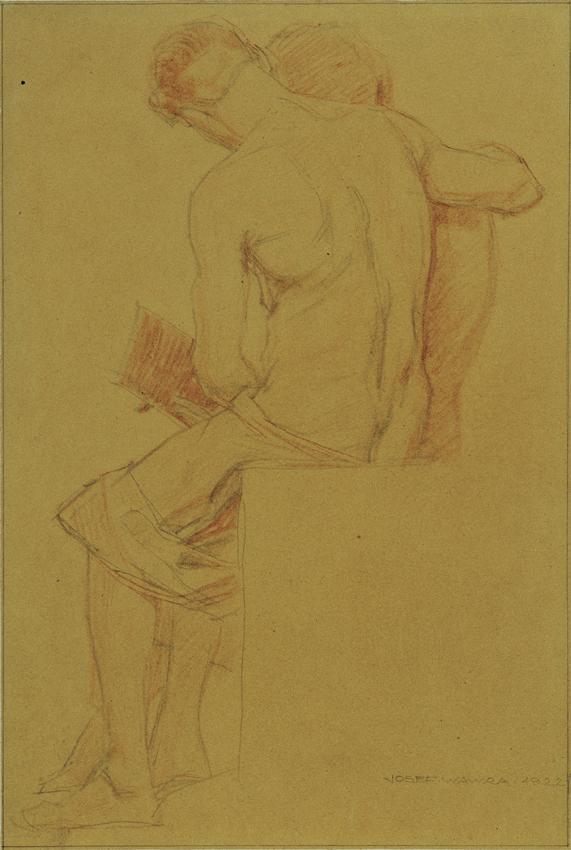 Josef Wawra, Maler und Modell, 1922, Bleistift, Rötel auf Pauspapier, 26 x 17,5 cm, Belvedere,  ...