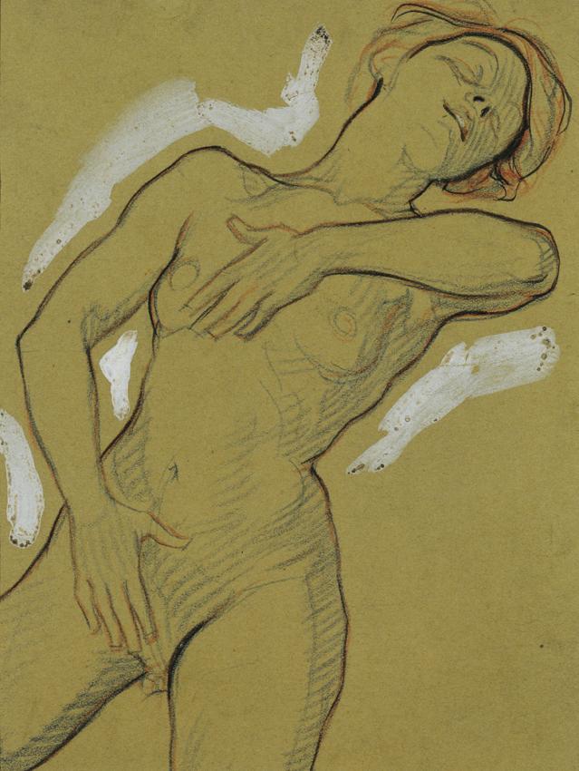 Josef Wawra, Mädchenakt, um 1920, Buntstift und Deckweiß auf Karton, 20 x 15 cm, Belvedere, Wie…