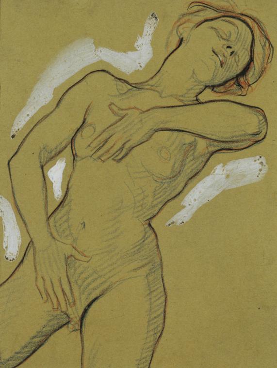 Josef Wawra, Mädchenakt, um 1920, Buntstift und Deckweiß auf Karton, 20 x 15 cm, Belvedere, Wie…