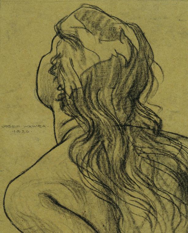 Josef Wawra, Mädchenkopf, 1920, Kreide auf Packpapier, 26,5 x 22 cm, Belvedere, Wien, Inv.-Nr. …