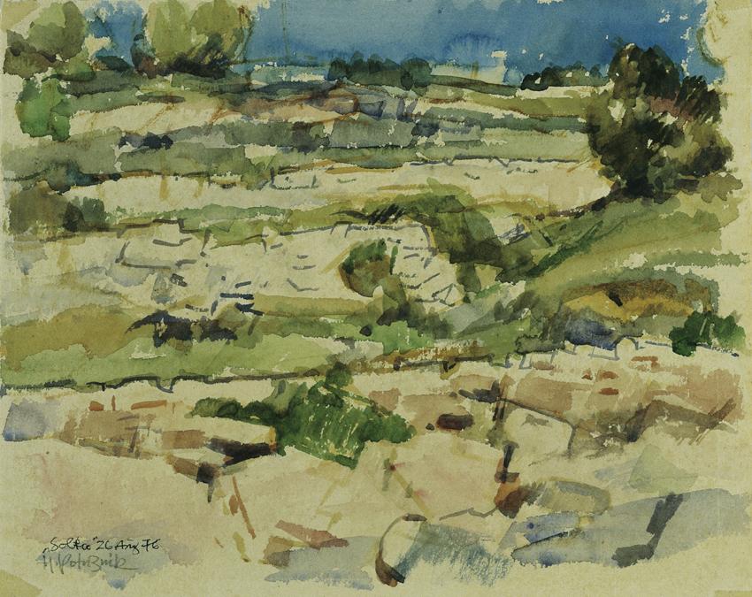 Heribert Potuznik, Felsige Landschaft, 1976, Aquarell auf Papier, 25,5 x 32 cm, Belvedere, Wien…