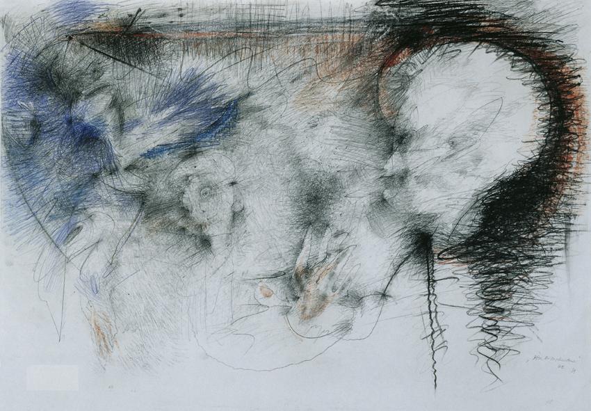 Hildegard Batke-Rest, Böse Mütterphantome, 1991, Graphitstift, Bleistift, Kreide auf Papier, 70…