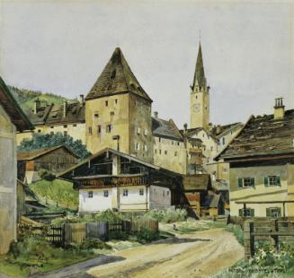 Erwin Pendl, Stadt- und Pflegturm in Kitzbühel, 1903, Aquarell auf Papier, 23,2 × 24,3 cm, Belv…