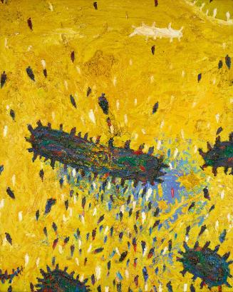 Gunter Damisch, Gelbfeld, 1996, Öl auf Leinwand, ungerahmt: 100 × 80 × 7 cm, Schenkung Sammlung…