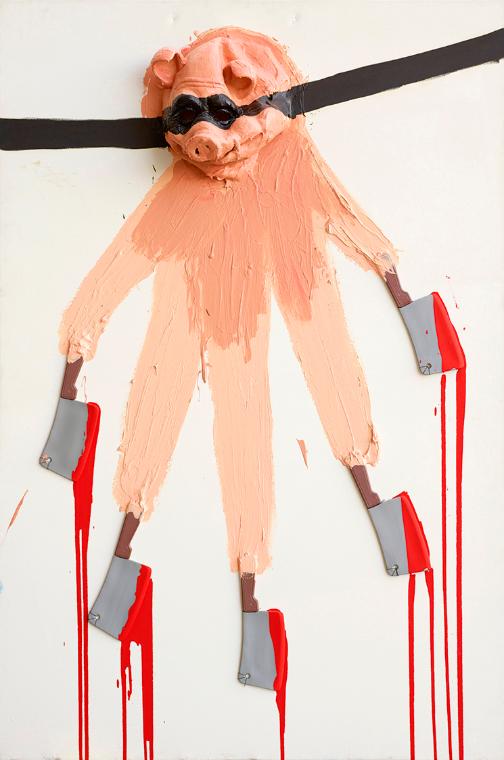 Zenita Komad, Schwein, 2004, Mischtechnik auf Leinwand, ungerahmt: 150 × 100 × 20 cm, Schenkung…
